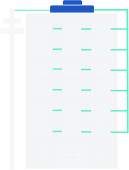Ilustração de prédio com fibra óptica
